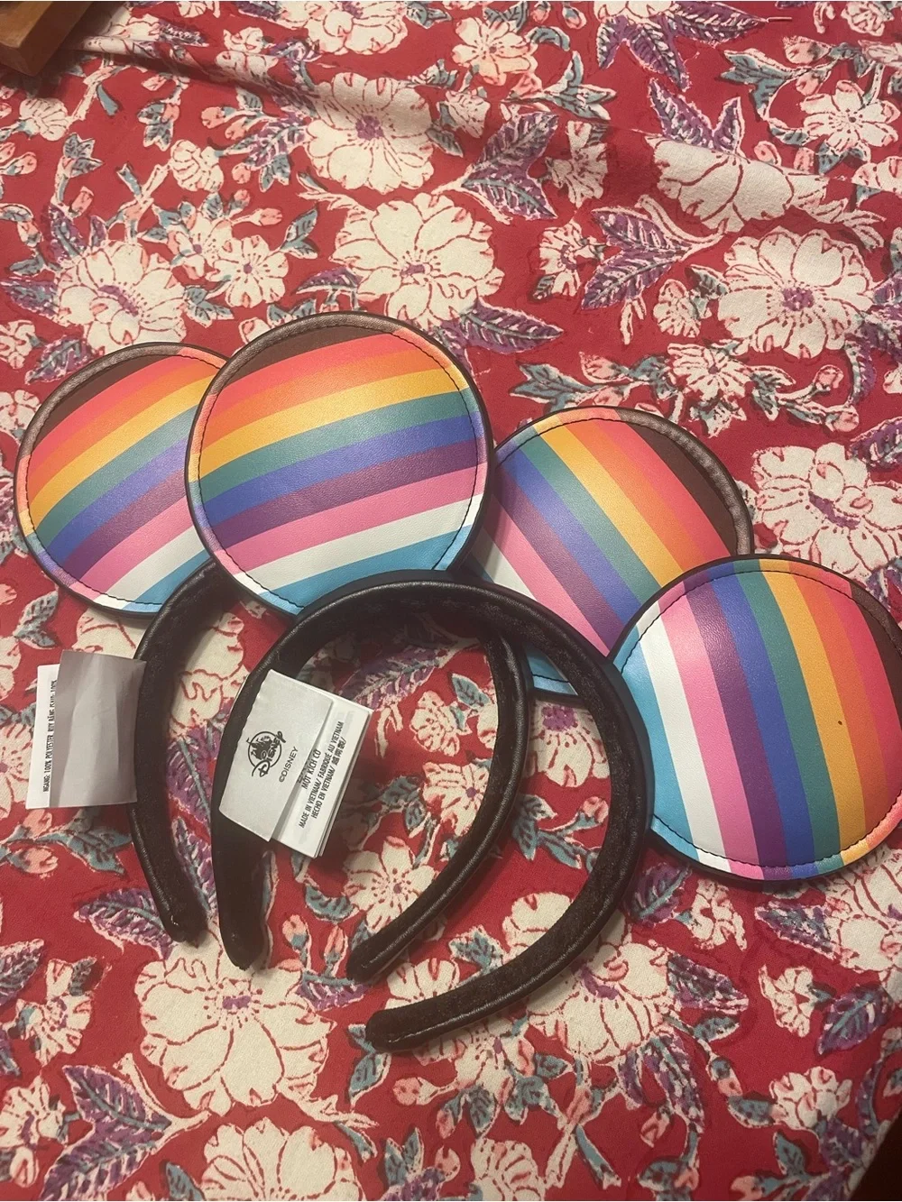 Disney Rainbow Pride Ears Headband - Black with Multicolor Stripes
